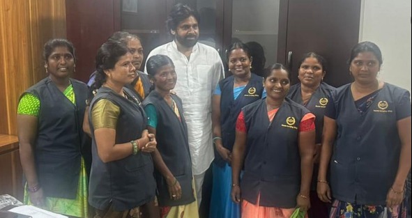 The Assembly’s sanitation workers spoke in AP Deputy Minister Pawan kalyan about their issues.