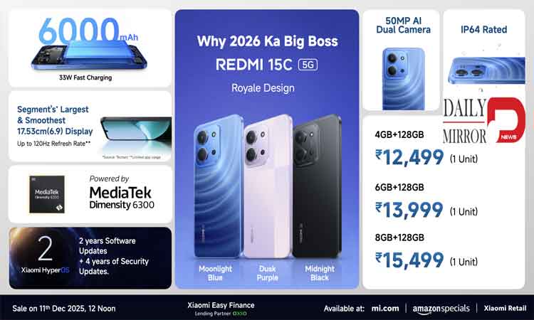 Xiaomi India Launches REDMI 15C 5G